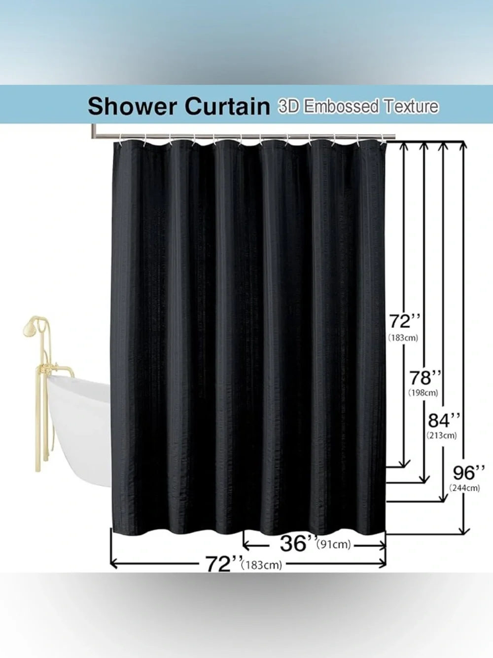 Aiyufeng Moga 3D Embossed Waterproof Fabric Shower Curtain Hotel Quality